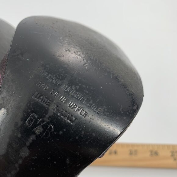 Vintage 1980s Stuart Weitzman High Heels Peep Toe Made in Italy 6.5 Purple Black - Picture 9 of 11